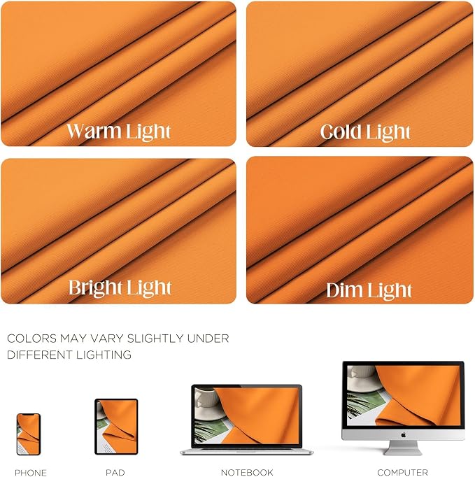 CUCRAF Orange Blackout Curtains 96 inch Length 2 Panels Set, Room Darkening - Image 4