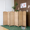 6-Panel Short Room Divider, 3.9 ft Freestanding Partition Wall, Light Brown by Loomveil
