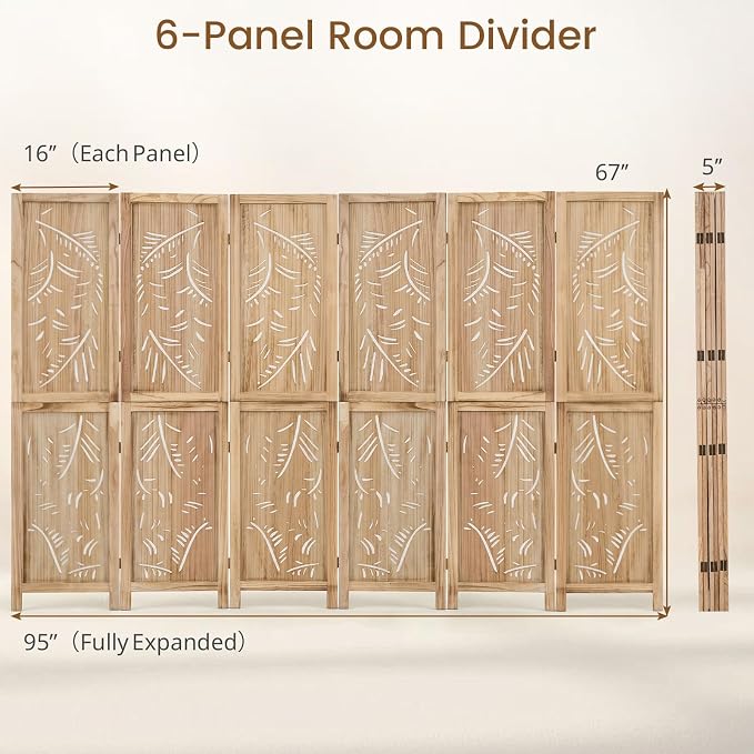GIANTEX 6 Panel Boho Room Divider - Image 5