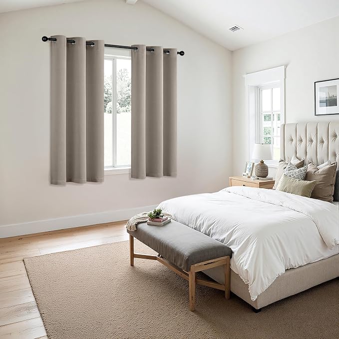 MIULEE Blackout Curtains for Bedroom 2 Panels 40 x 45 Inch Long Stone | Thermal - Image 6