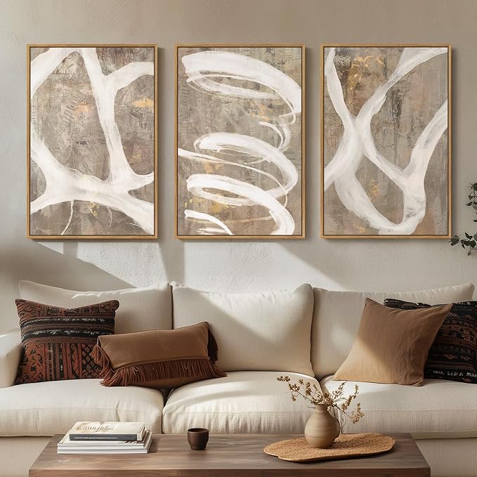 Large Framed Abstract Wall Art, 20x30 In | Neutral artwork, Modern canvas prints by Cuspin