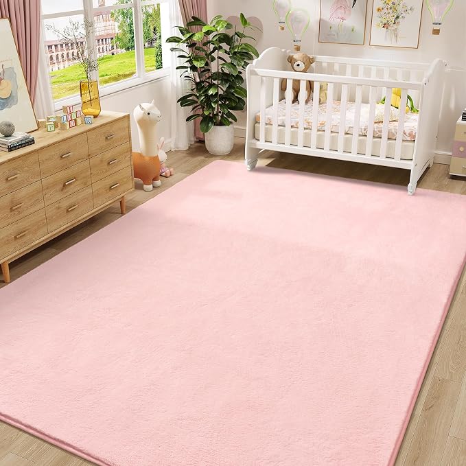 Modern Area Rugs for Bedroom Living Room, 4x6 Pink Memory Foam Rug | Thickened - Image 8