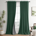 Green Linen 100% Blackout Curtains by Guken