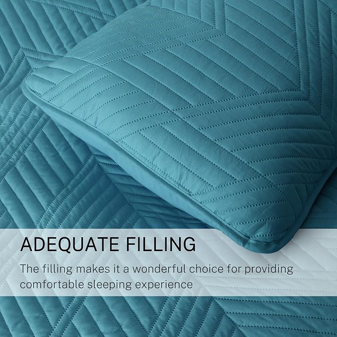 Exclusivo Mezcla Ultrasonic King Quilt Bedding Set, Teal | Lightweight - Image 6