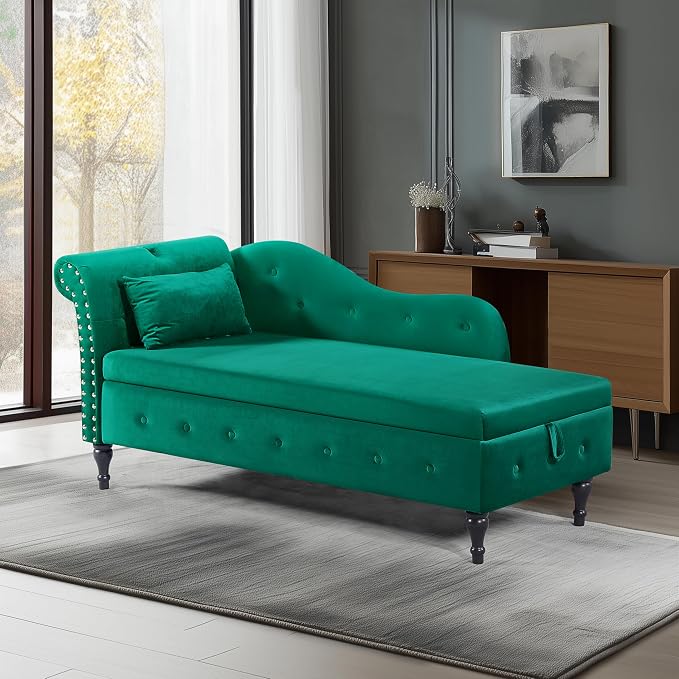 Aoowow Velvet Upholstered Bedroom Storage Bench End of Bed, Rolled Arm Indoor by Aoowow