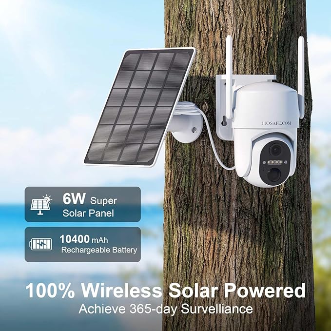 HOSAFE.COM No WiFi Security Cameras Wireless Outdoor, 4G LTE Cellular Security Camera, Solar Camera for Home Security, 360 PTZ, Human Sensor, 2K HD, 2-Way Talk, IP66