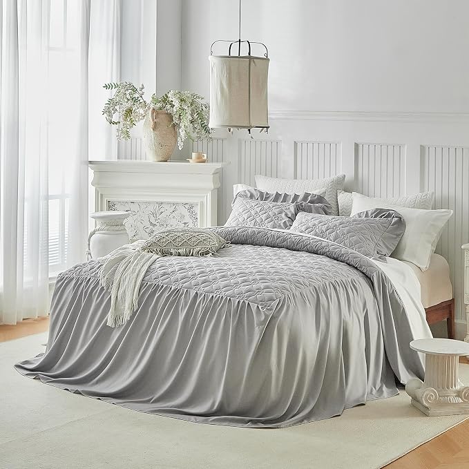 Ruffle Skirt Bedspread Set Flower Style - Image 2