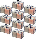 VENO 10 Pack Clear Extra Large Moving Bags & Storage Totes, Heavy Duty Organizer by Veno