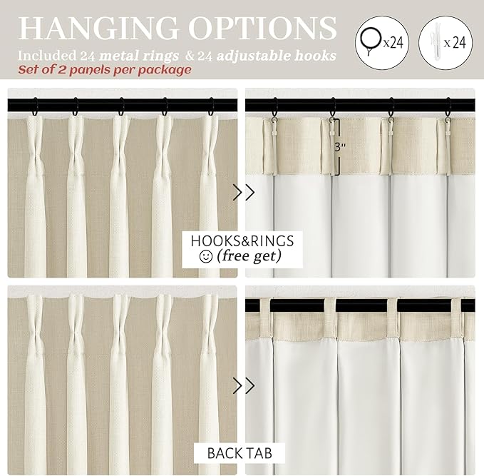 70 Inch Extra Wide Pinch Pleated Curtains 84 Inches Long 2 Panels Set - Image 6