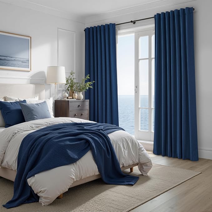 Navy Blue Blackout Curtains 86 Inch Length - Image 6
