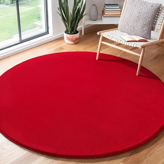 Red Round Area Rug 5ft Washable Circle Rugs by AmeareaDirect
