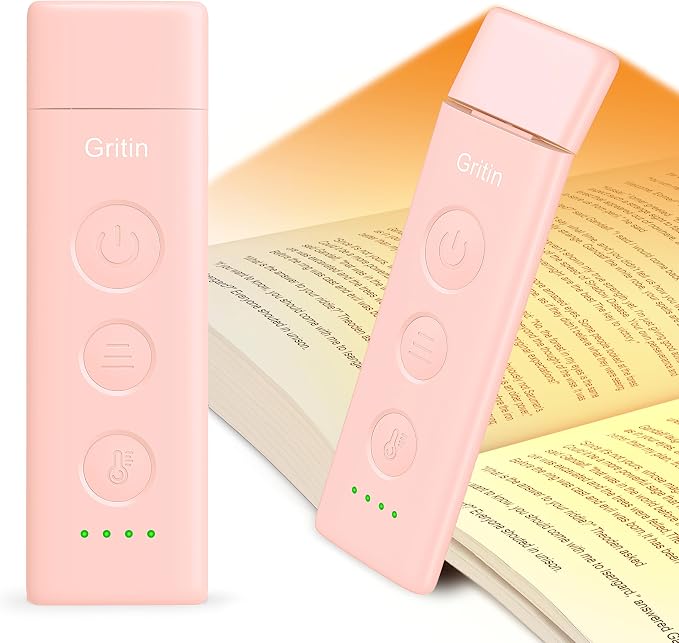 Gritin Book Light Rechargeable, Clip on LED Reading Light by Gritin