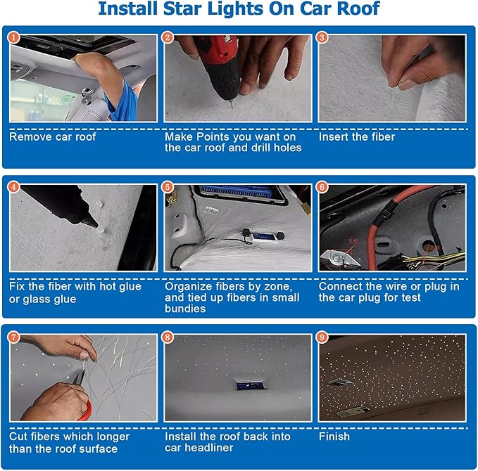 AMKI16W Bluetooth Twinkle Fiber Optic Star Ceiling Lights Lamp Kit, LED RGBW Engine Driver APP/Remote Control (430pcs(0.03in+0.04in+0.06in)9.8ft+Meteor)