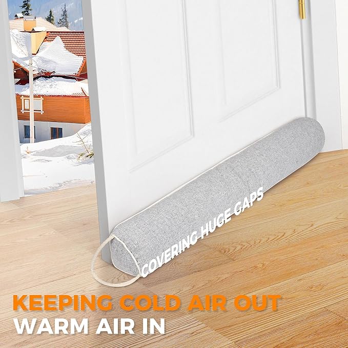 TORRAMI Under Door Draft Stoppers 30 Inch, Heavy Triangle Stop Draft Block Cold Air/Wind/Breeze Noise Blocker Door Sweeps Weather Stripping Bottom Seal Light Gray