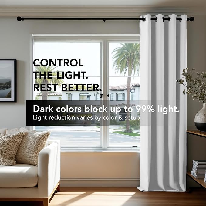 Deconovo Blackout Curtains for Bedroom and Living Room 72 Inches Long | Black - Image 5