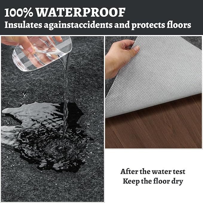 100% Waterproof Rug pad, 4x6 ft Area Rug Non-Slip Rug Pads, 1/4" Thick Carpet Pads for All Floors and finishes, Felt pad for Hardwood Floors, Keep Carpets in Place Soft and Secure