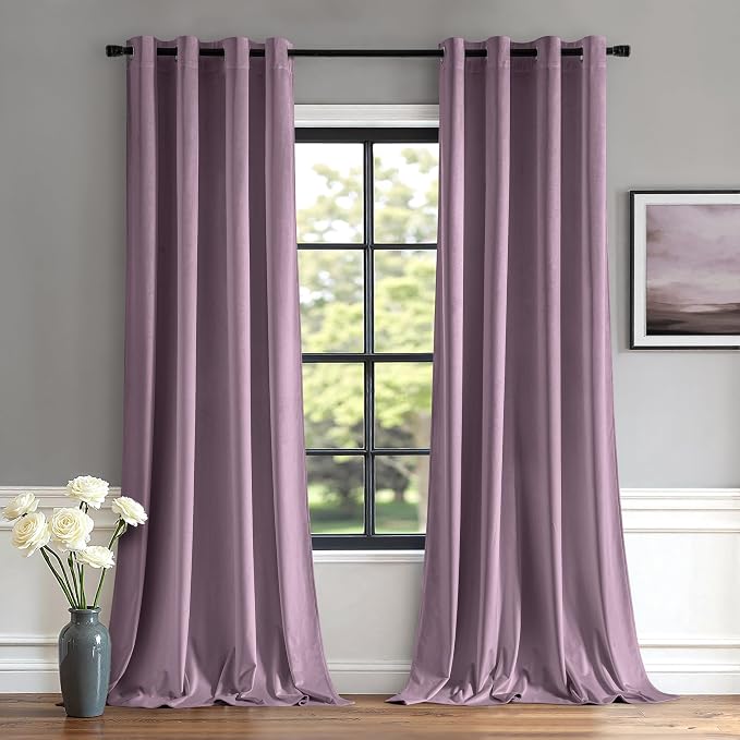 MIULEE Velvet Curtains Lavender 52 x 108 Inch Length Set of 2 | Extra Long by MIULEE