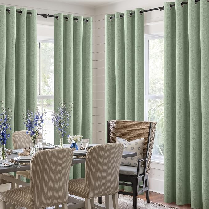 COSVIYA Sage Green Linen Curtains 100% Blackout Grommet Drapes 90 Inches | - Image 7