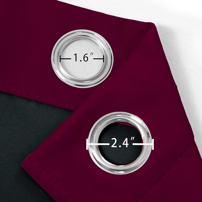 100% Blackout Curtains 52 x 72 Inch/Burgundy Red Curtains 2 Panels - Image 6