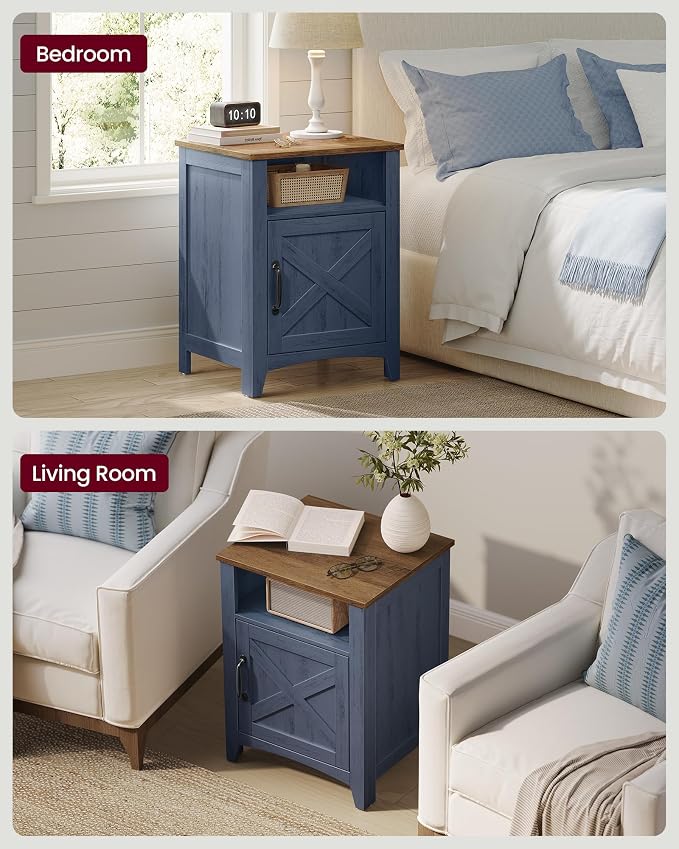 VASAGLE Farmhouse Nightstand, Barn Door, - Image 7
