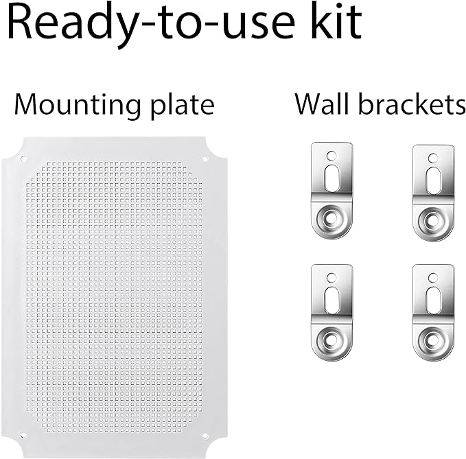 Gratury Junction Box, IP67 Waterproof Plastic Enclosure for Electrical Project, Hinged Grey Cover, Includes Mounting Plate and Wall Bracket (Grey Cover, 14.6"×10.6"×5.9")