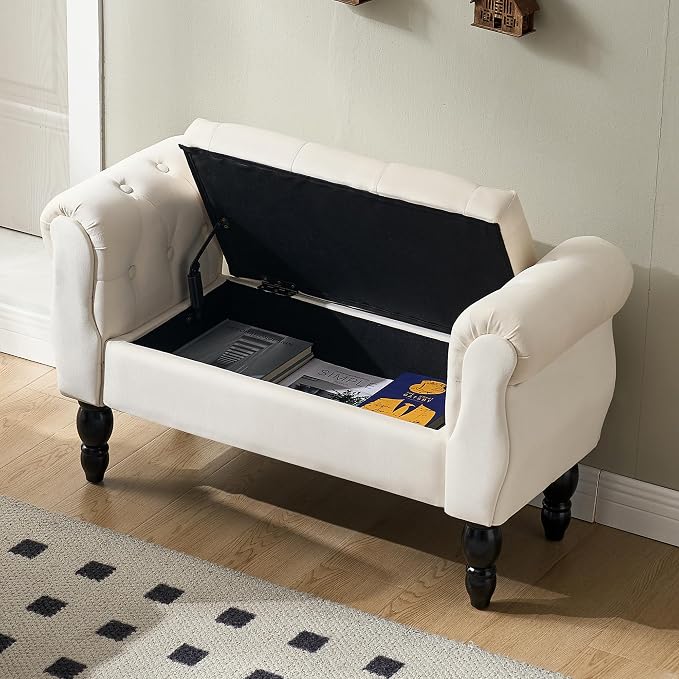 Storage Bench for End of Bed Bedroom, 39.7" Modern Ottoman Bench by ORIRSNUG