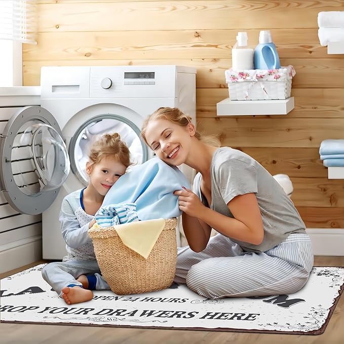 Zoke Laundry Room Rug Runner Stylish Non-Slip Laundry Room Mat 24"x72", Versatile, Waterproof Runner for Laundry, Kitchen, and Bathroom, Mudroom Decor and Farmhouse Charm