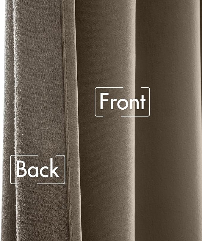 MIULEE Taupe Velvet Curtains 52x90 inches Luxury Blackout Curtains | Thermal - Image 6