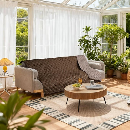 gogobunny 100% Double-Sided Waterproof Dog Bed Cover Pet Blanket Sofa Couch Furniture Protector for Puppy Large Dog Cat, Reversible (82x102 Inch (Pack of 1), Dark Chocolate/Light Chocolate)