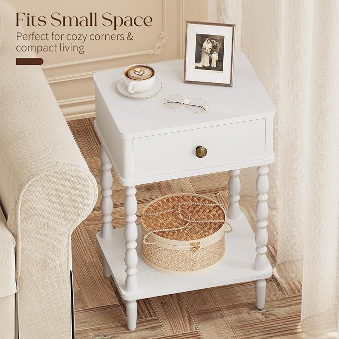 Yoobure White Nightstand with Drawer - Image 5