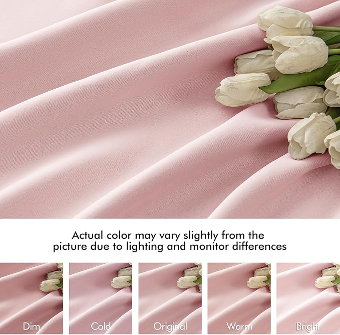 MIULEE Light Pink Back Tab Blackout Curtains 52x102 Inch Long 2 Panels Set | - Image 8