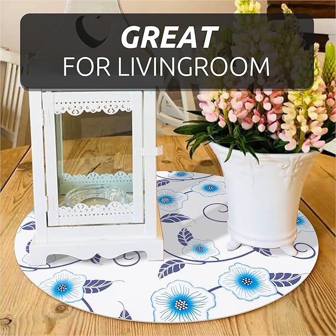 RAY STAR 12X120 Inch Shelf Liner for Kitchen Cabinets, Non-Adhesive Cabinet Liner Washable, PVC Drawer Liner for Dresser Non-Slip Bathroom (Blue Flower)(1 Roll)