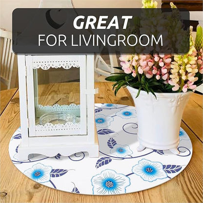 RAY STAR 12X120 Inch Shelf Liner for Kitchen Cabinets, Non-Adhesive Cabinet Liner Washable, PVC Drawer Liner for Dresser Non-Slip Bathroom (Blue Flower)(1 Roll)