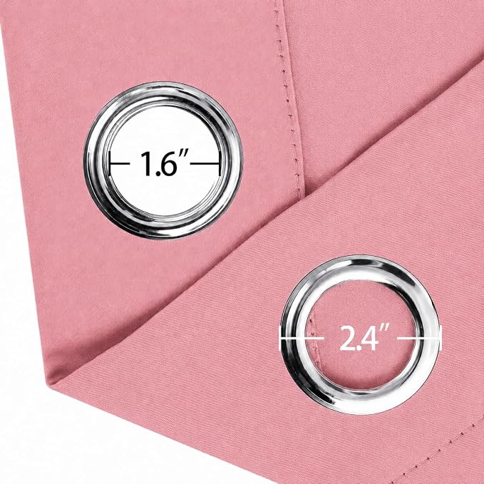 Pink Thermal Blackout Curtains/42 x 72 Inch/Set of 2 Panels Room Darkening - Image 6