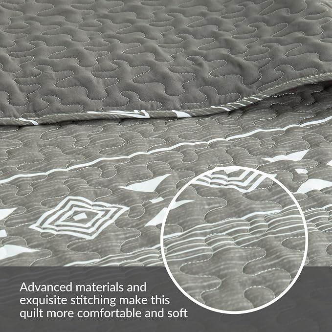 Whale Flotilla Reversible Grey Print Quilts Queen Size - Image 6