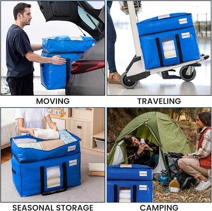 TAILI 2 Tier Moving Bags, 2 Blue Silver Storage Bags - Image 9