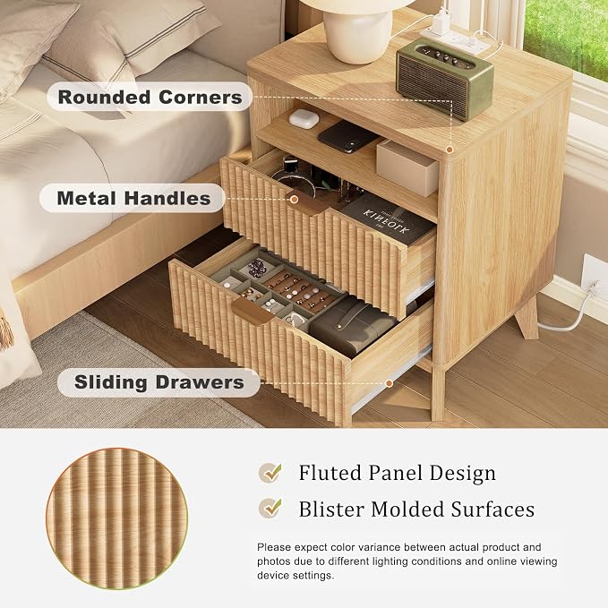 LYNCOHOME Fluted Nightstand - Image 3