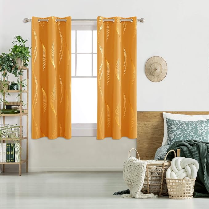 Deconovo Curtains for Living Room, Pattern Blackout Curtains 54 Inches Long | - Image 2