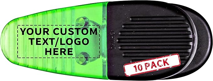 10 Magnetic Memo Holders Set - Customizable Text, Logo - Large Clip, Plastic - TGreen