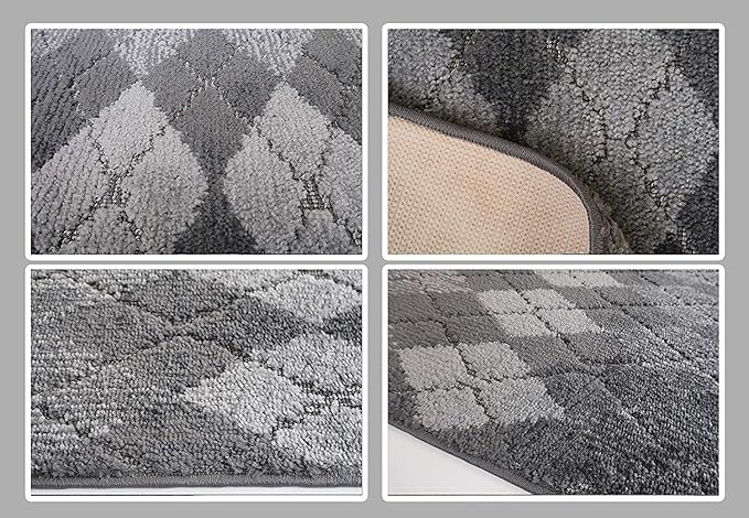 Custom Length Hallway Runner Rug,Slip Resistant,Squares Anthracite, 26 Inch X 15 feet, Sold and Priced Per Foot