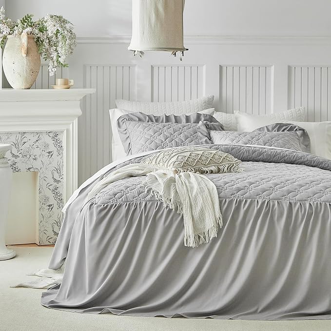 Ruffle Skirt Bedspread Set Flower Style - Image 3