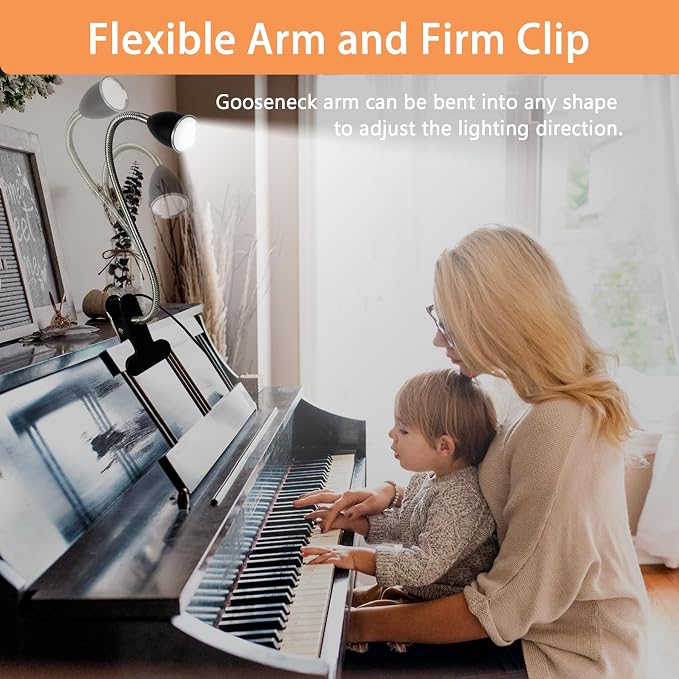 Desk lamp Eye-Caring Table Lamps, 360°Rotation Gooseneck Clip on Lamp Reading - Image 4