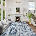 8x10 Area Rugs for Living Room: Washable Abstract Blue Grey Badroom Carpet | by GENTDRIZZ