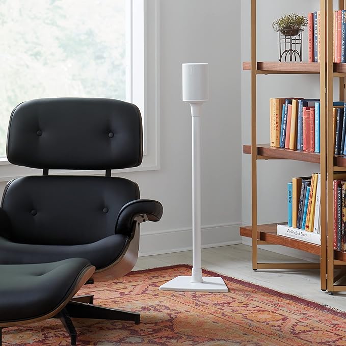 Sanus Speaker Stand for Sonos Era 100™ - Fixed Speaker Stand w/Easy 3 Step Install -Includes All Hardware, Carpet Spikes & Rubber Feet - White