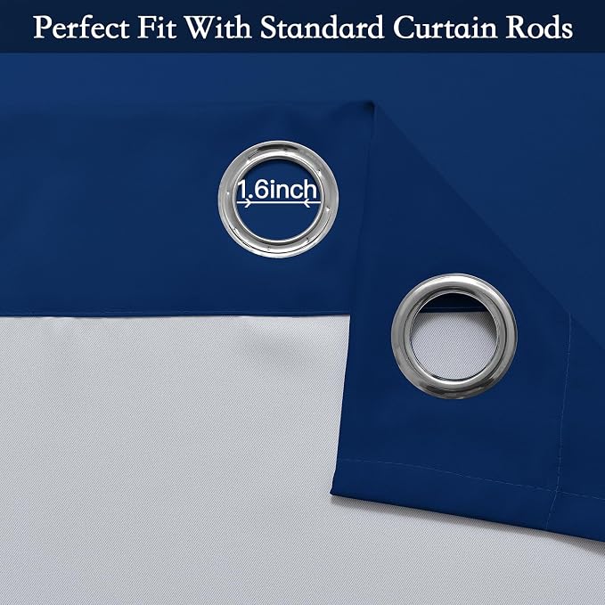 SimpleHome Ombre Royal Blue to Grey White Curtains - Image 4