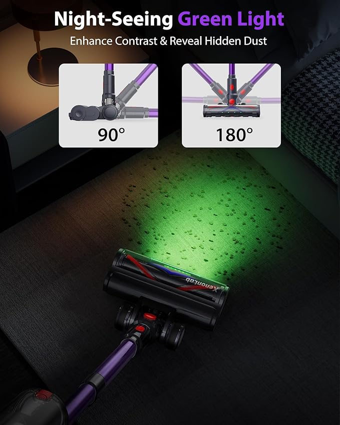 XenonLab Cordless Vacuum Cleaner, 75Mins/55KPa/650W Self-Standing Stick Vacuum Cleaners for Home, Rechargeable, Lightweight, Cone Filtration&Anti-Tangle, for Hard Floor, Carpet, Hardwoods, Pet Hair