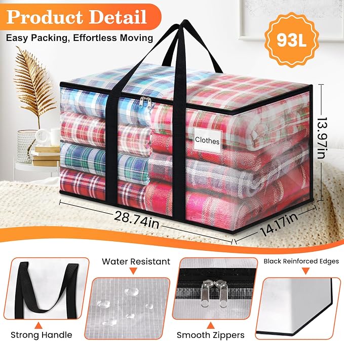 Moving Bags, Extra Large Heavy Duty Storage Bags, 6 Packs | Packing Bags - Image 3