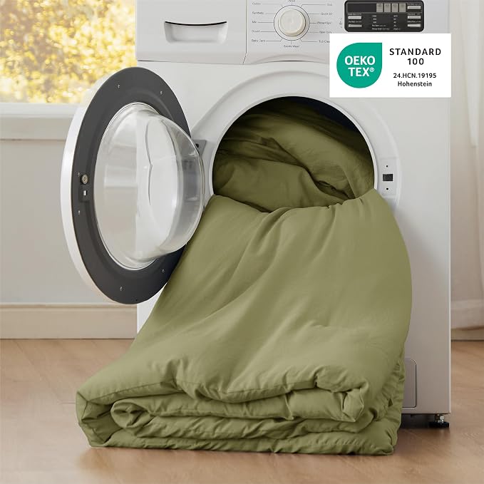 Bedsure Queen Comforter Set, Olive Green Soft Prewashed Bedding - Image 5