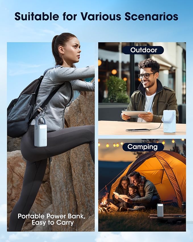 Aterob Portable Charger Power Bank 70000mAh, 22.5W Fast Charging USB C Battery Pack, 3 Outputs, LED Display & LED Light, External Huge Capacity Battery Bank for iPhone 16/15/14, Samsung, iPad, etc