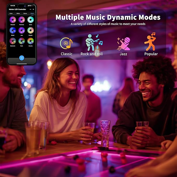 PAUTIX Matter WiFi LED Controller 5in1 ML5 Compatible with Tuya APP/Homekit/Smart Life/Alexa/Google Home/Siri, DC12-48V Dimmable Controller for Single Color/CCT/RGB/RGBW/RGBCCT LED Strip Lights